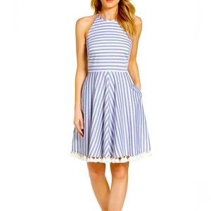 Eliza J Striped Pom-Pom Dress, Women's, Size 6